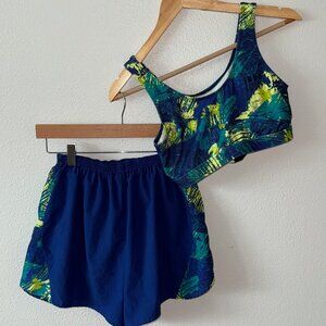 Vintage INSPORT Matching Sports Bra and‎ Lined Shorts Size M